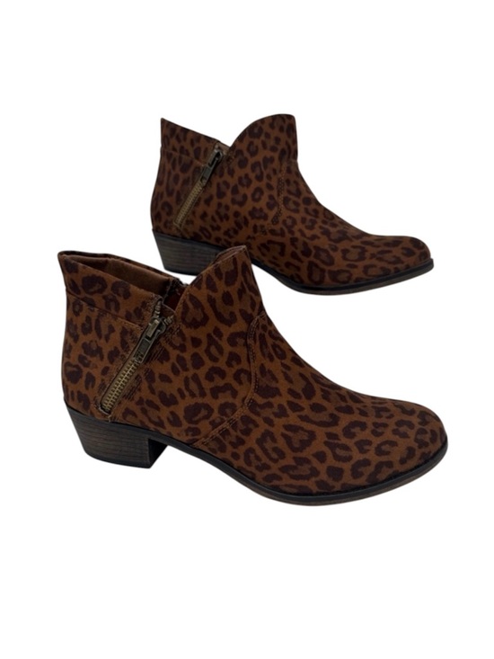 Sun + Stone Shoes - Sun + Stone Abby Double Zip Leopard Print Ankle Boots - Brown size 8